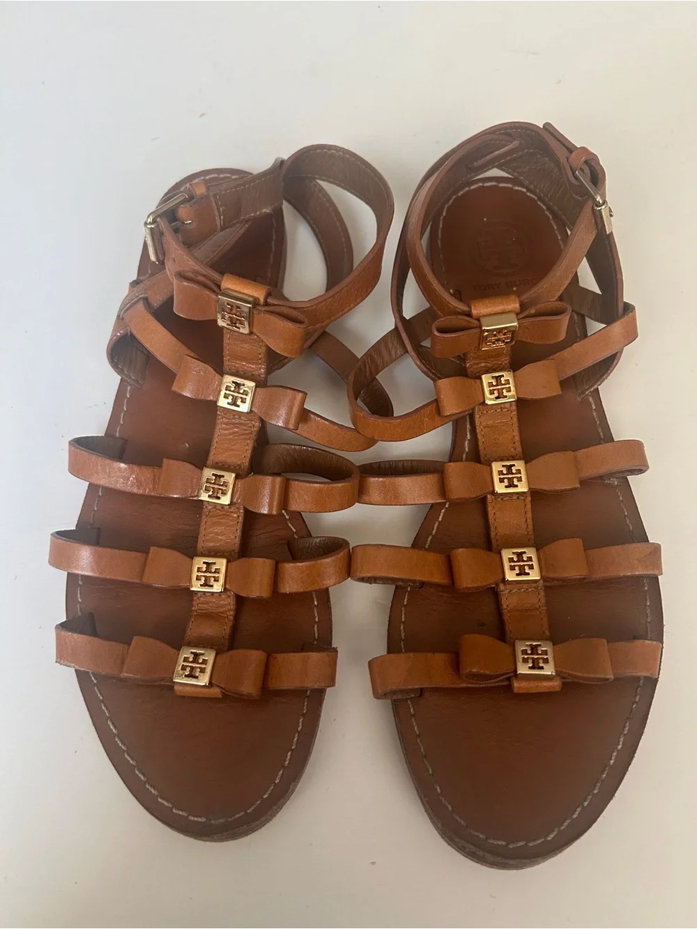 Tory Burch Kira Sandals Womens Size 7 M Leather Buckle Strappy Shoes